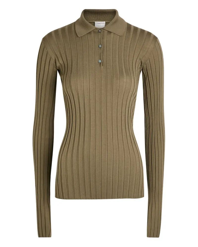 Calvin Klein ribbed polo top - Grün Grün