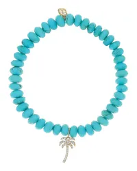 Sydney Evan 14kt yellow  Palm Tree-charm turquoise and diamond bracelet Gold