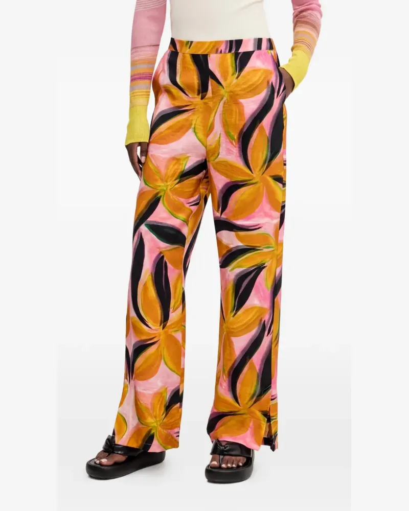 Desigual Palazzohose mit Blumenprint - Rosa Rosa