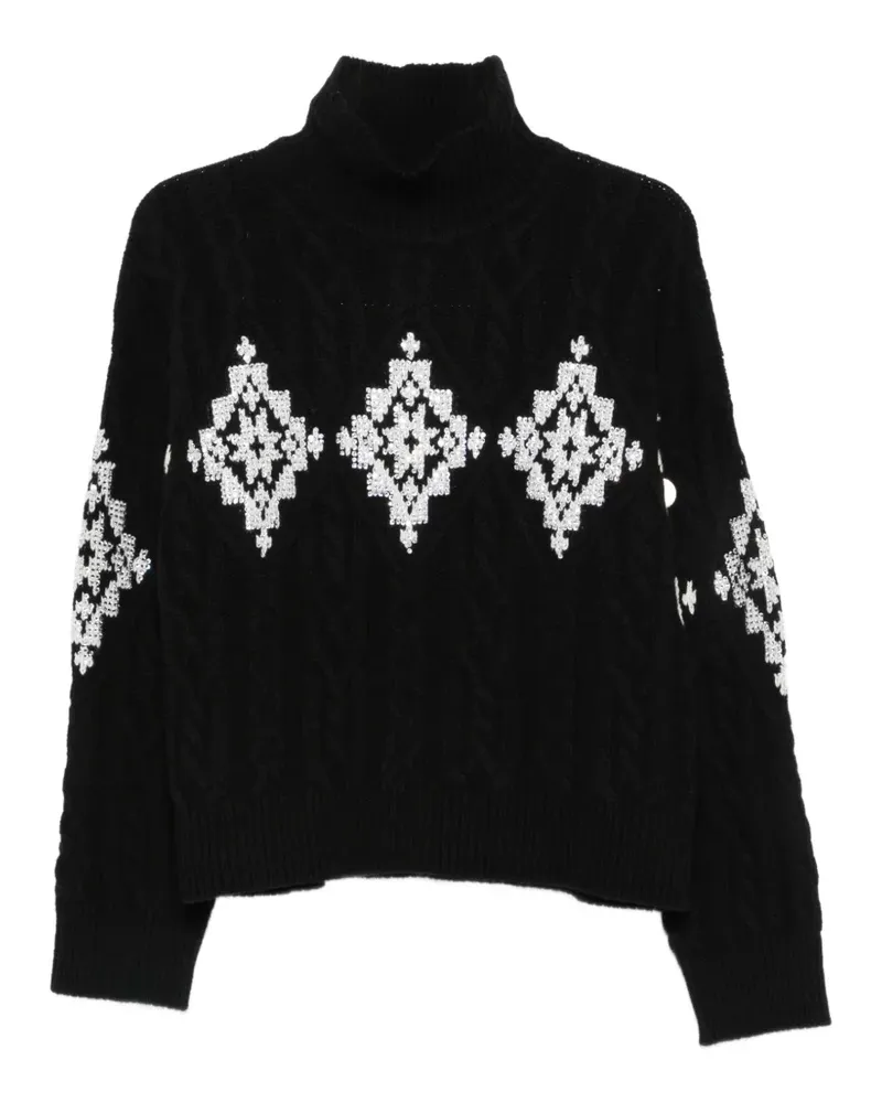 Ermanno Scervino cable-knit sequin-embellished jumper - Schwarz Schwarz