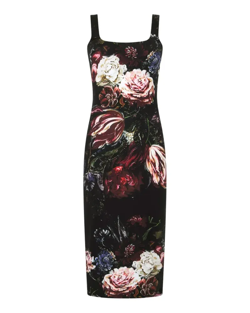 Roberto Cavalli Kleid mit Blumenprint - Schwarz Schwarz