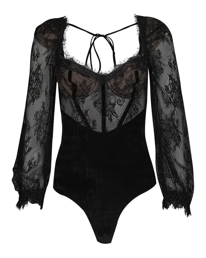 Pat Bo lace open-back bodysuit - Schwarz Schwarz