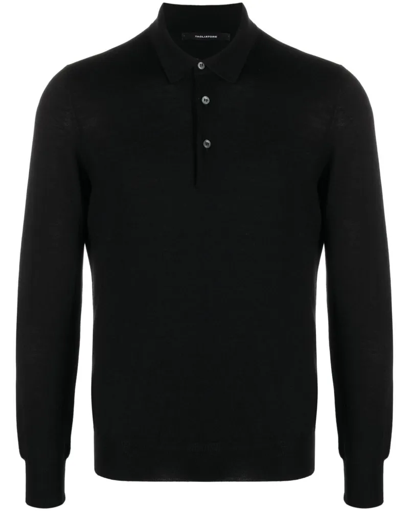 Tagliatore Poloshirt mit Knopfverschluss - Schwarz Schwarz