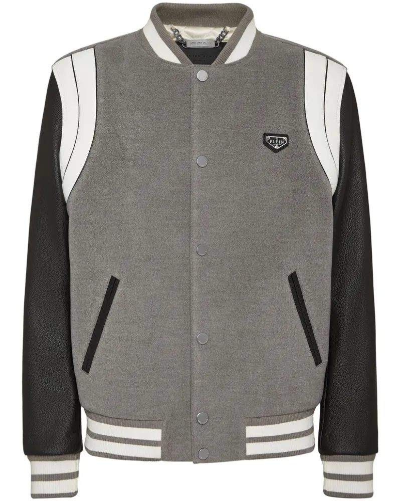 Philipp Plein Bomberjacke mit Lederärmeln - Grau Grau