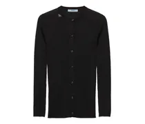 Gerippter Cardigan mit Knöpfen - Schwarz