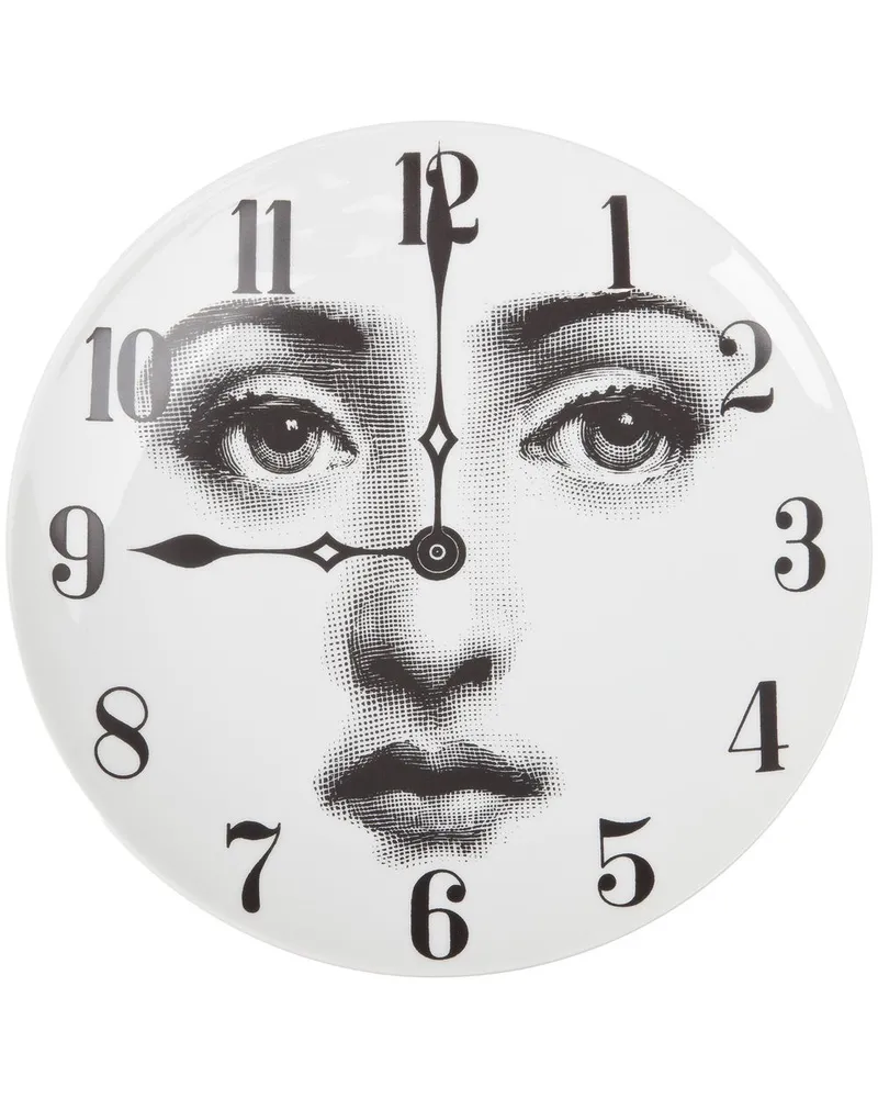 Fornasetti Wandteller mit Uhr-Print Weiß