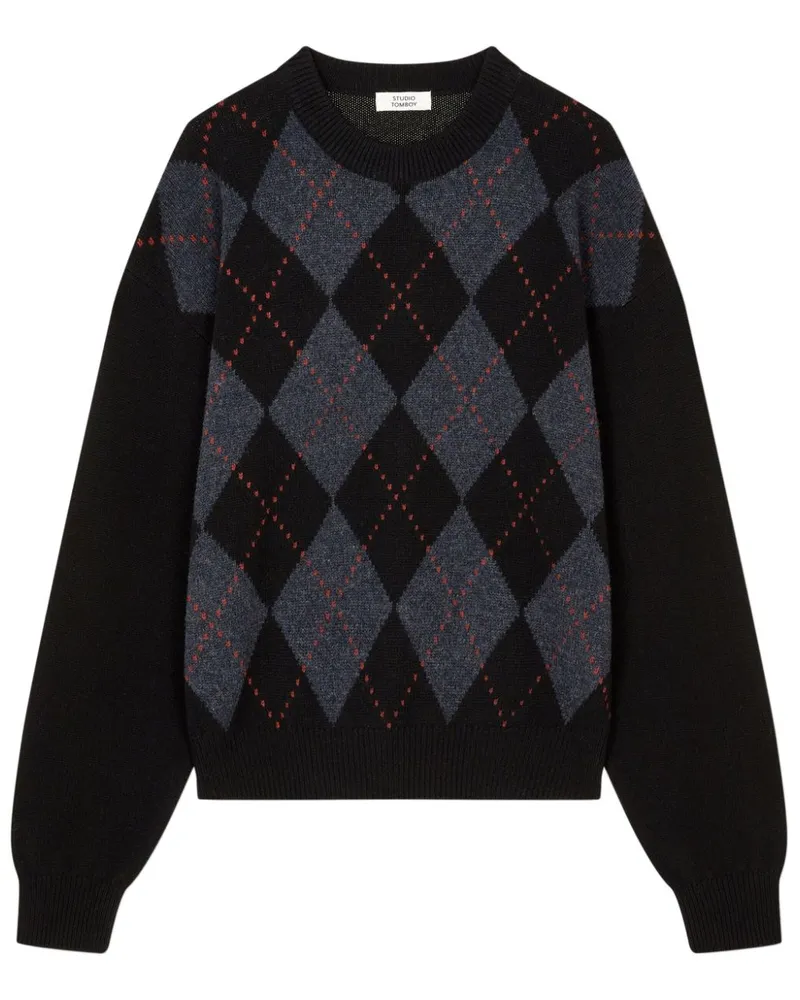 STUDIO TOMBOY Pullover mit Argyle-Muster - Schwarz Schwarz