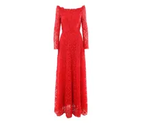 Kleid mit floraler Spitze - Rot