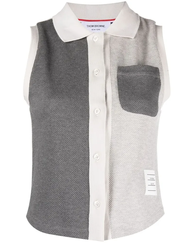 Thom Browne Funmix Patchwork-Poloshirt - Grau Grau