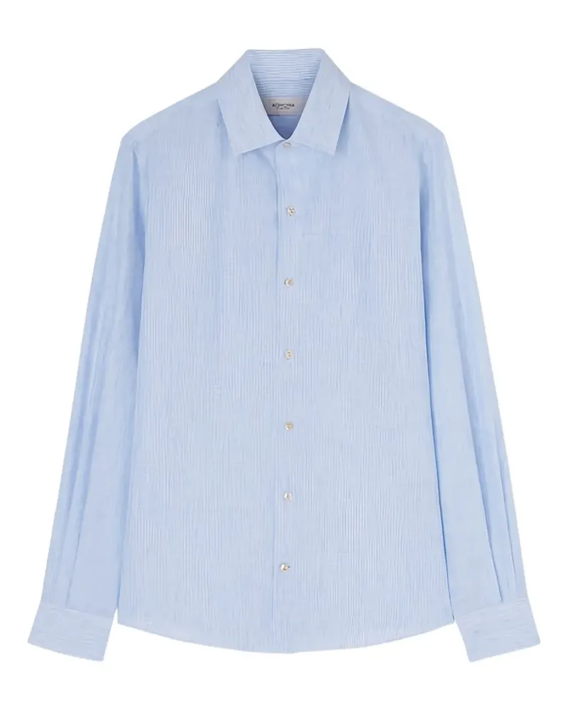 AGNONA Gestreiftes Hemd aus Leinen - Blau Blau