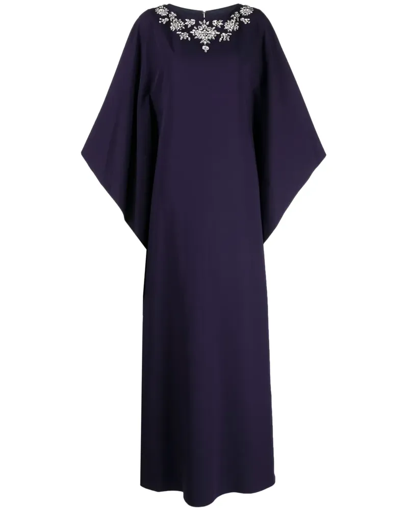 Marchesa Langärmeliges Kleid mit Kristallen - Blau Blau