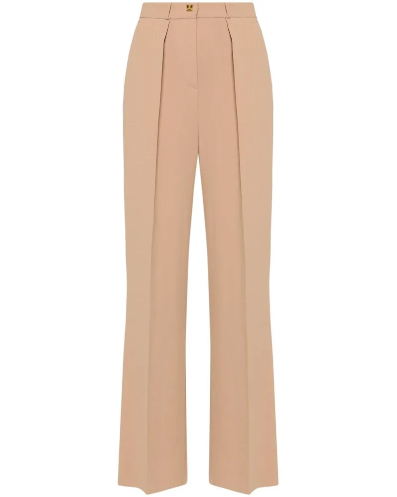 Elisabetta Franchi Gerade Krepphose mit Emblem - Braun Braun