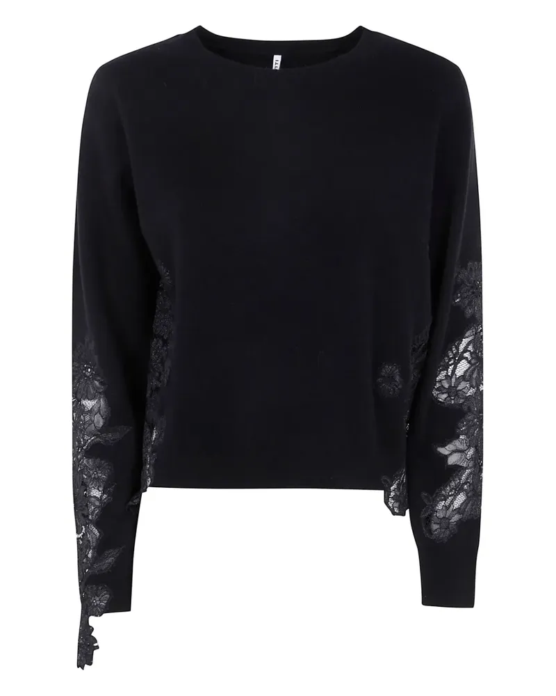 Liviana Conti Pullover mit Spitzeneinsätzen - Schwarz Schwarz