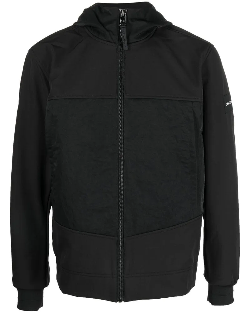 Calvin Klein Kapuzenjacke mit Knitteroptik - Schwarz Schwarz