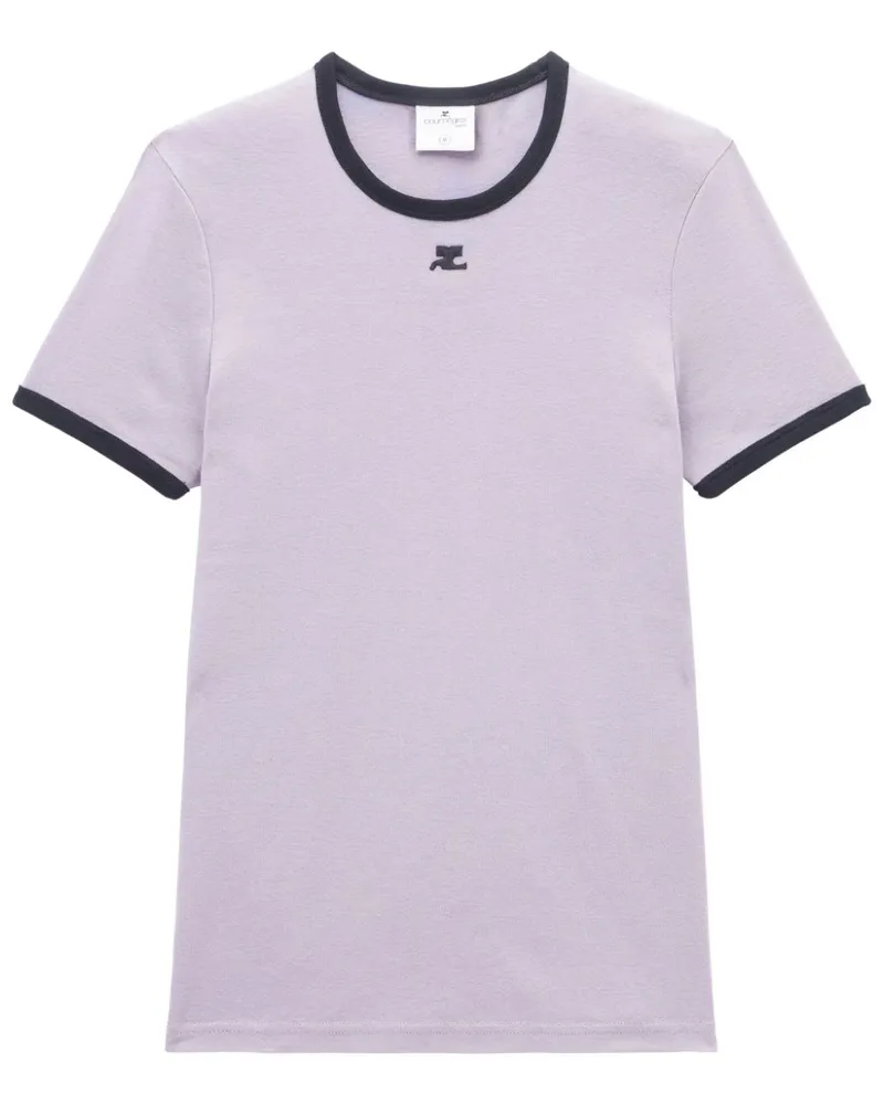Courrèges T-Shirt mit Logo-Applikation - Grau Grau