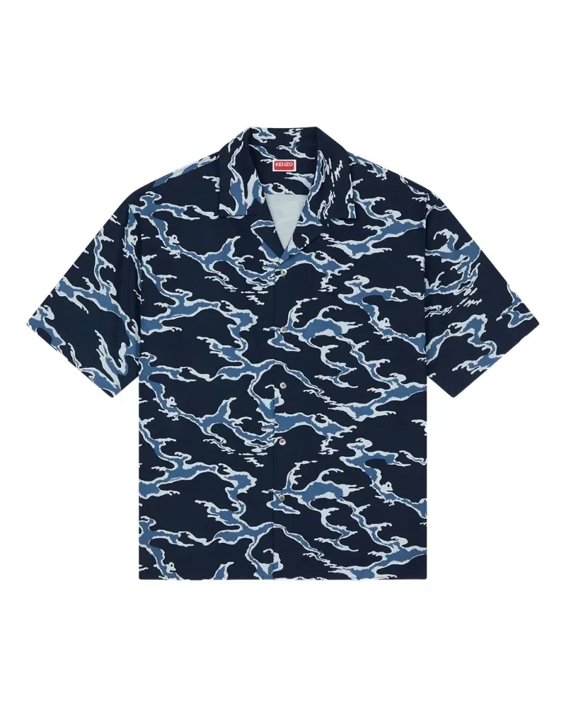 Kenzo wave-print short-sleeve shirt - Blau Blau