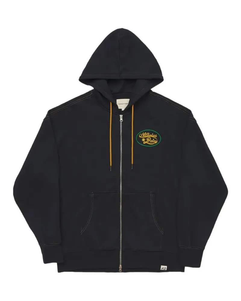 Nicholas Daley zip appliqué hooded sweatshirt - Schwarz Schwarz
