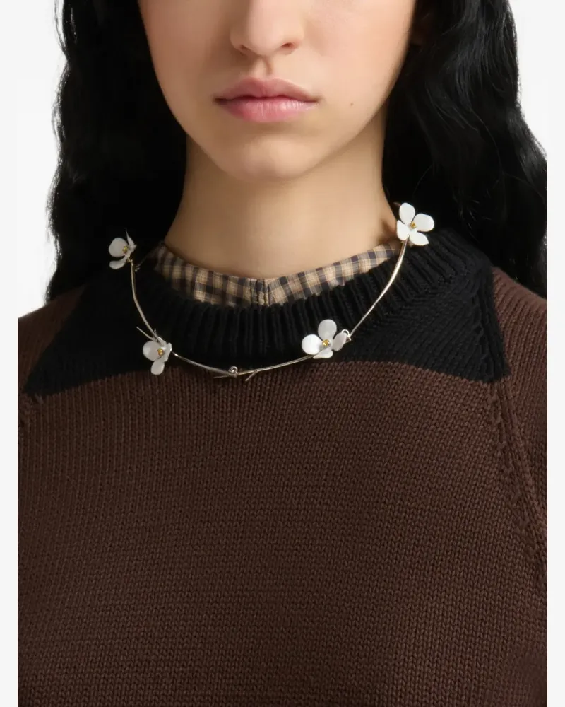 Marni white enamel daisy necklace - Silber Silber