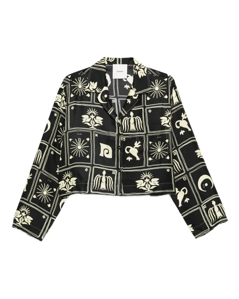 Nanushka Vally Seidentop mit Print - Schwarz Schwarz