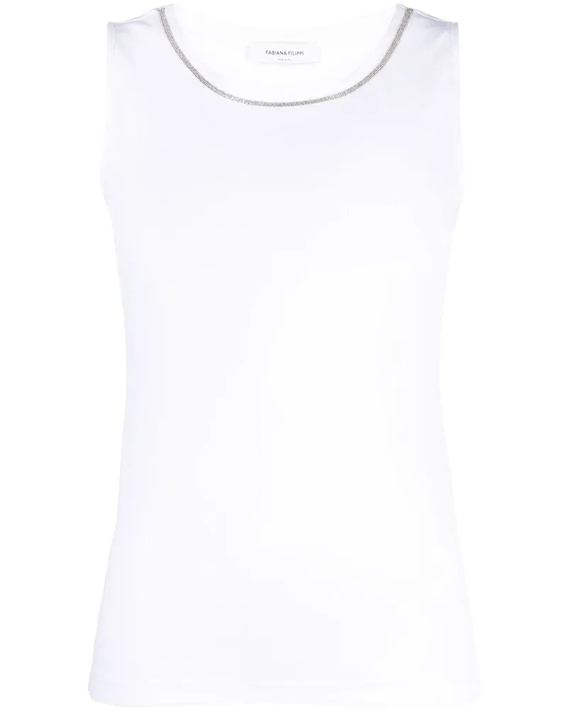 Fabiana Filippi Tanktop mit Kugelkettenborte - Weiß Weiß