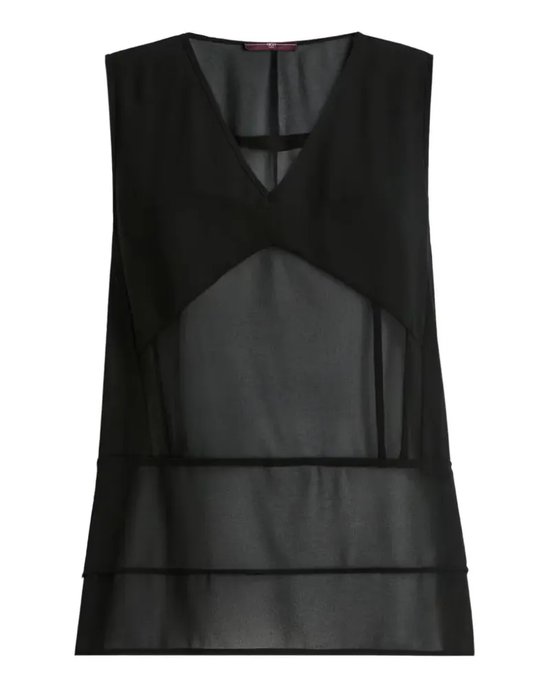 HIGH Flimsy V-neck layered sleeveless blouse - Schwarz Schwarz