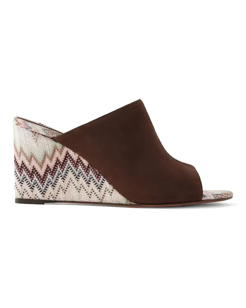 Missoni chevron-knit suede mules - Braun Braun