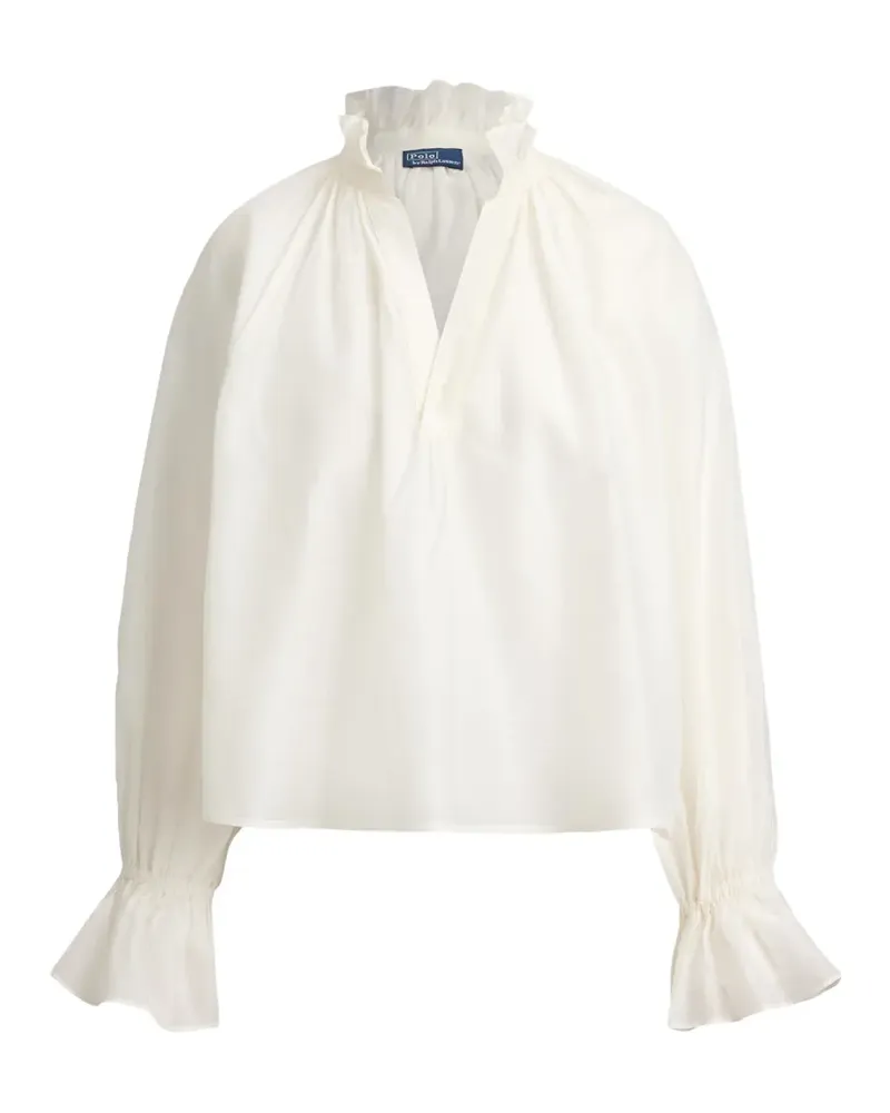 Ralph Lauren Gerüschte Bluse mit Schlitz - Weiß Weiß
