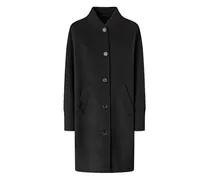 Geknöpfter Wollmantel - Schwarz