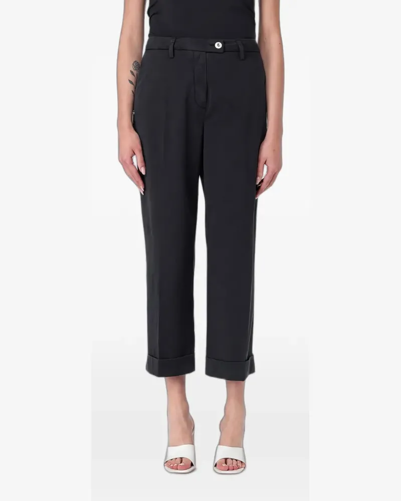 Re-HasH Cropped-Hose mit Umschlag - Schwarz Schwarz