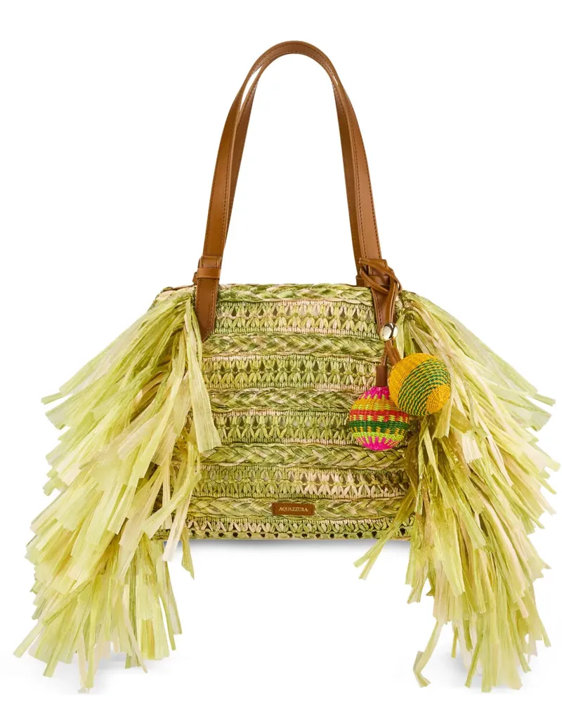 Aquazzura Trancoso fringe-trimmed tote bag - Grün Grün