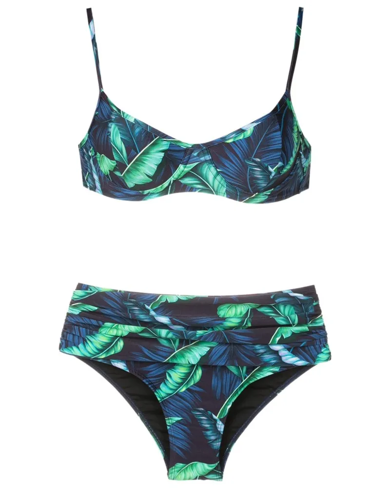 Lygia & Nanny Liliane Bikini mit Blatt-Print - Blau Blau