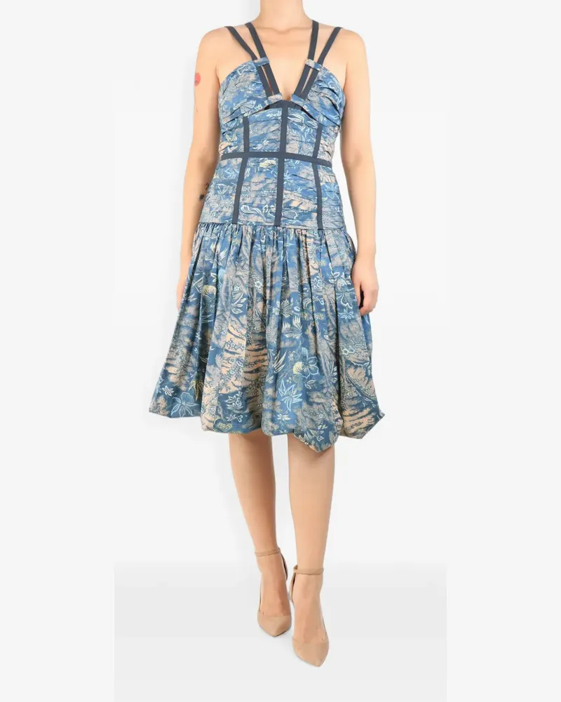Ulla Johnson floral-print pleated-design midi dress - Blau Blau