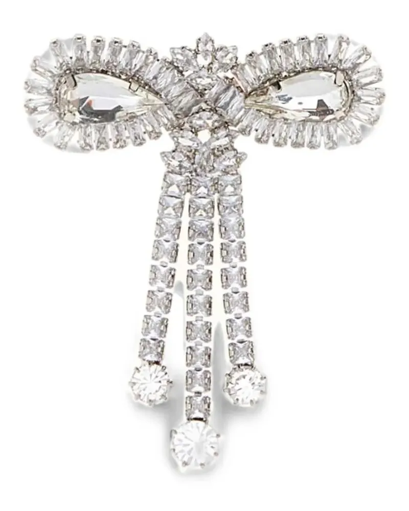 Alessandra Rich embellished bow brooch - Silber Silber