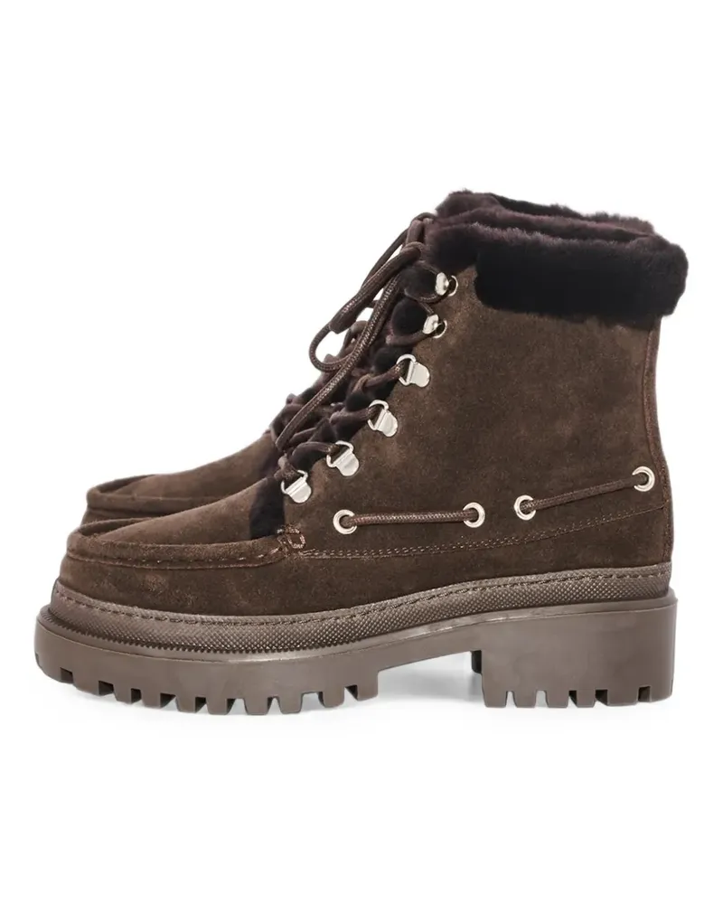 Yves Salomon Wildlederstiefel mit Shearling-Borte - Braun Braun