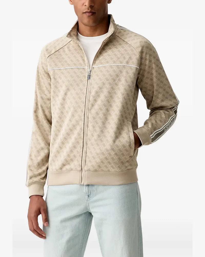 Guess monogram-print zip-up sweater - Nude Nude