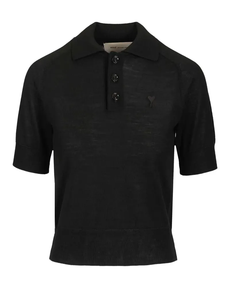AMI Paris Besticktes Poloshirt - Schwarz Schwarz