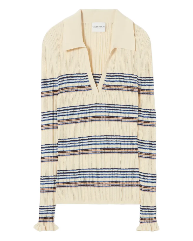 Claudie Pierlot Gestreiftes Top mit Rüschen - Nude Nude