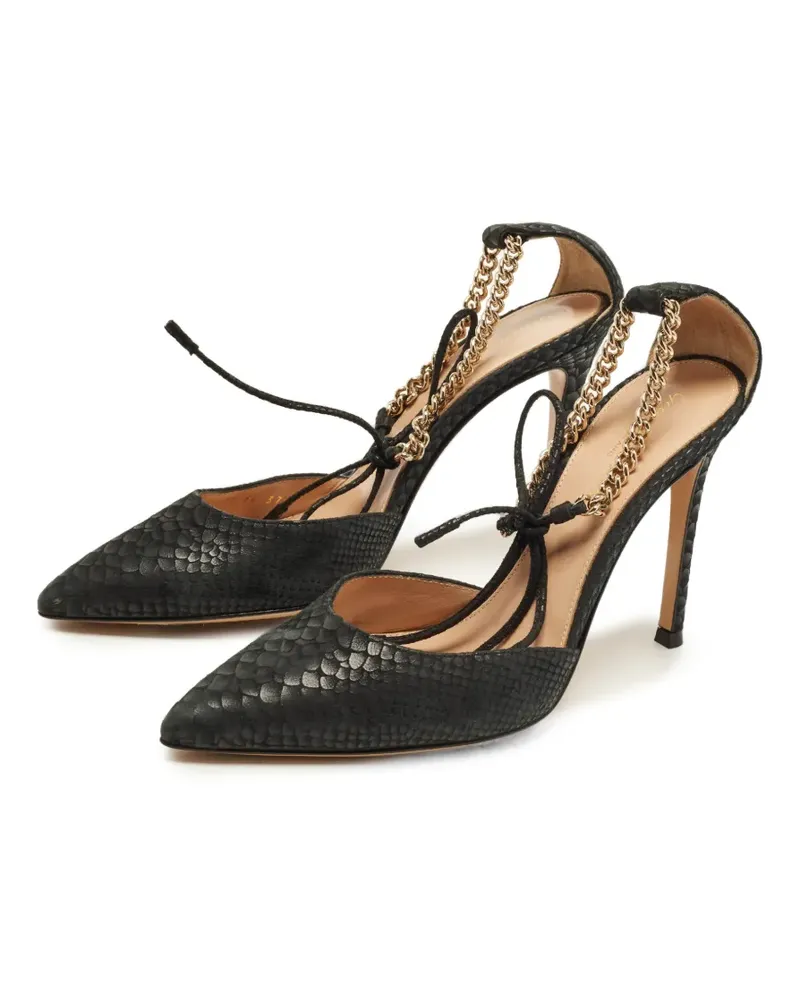 Gianvito Rossi Pumps mit Schlangen-Effekt - Schwarz Schwarz