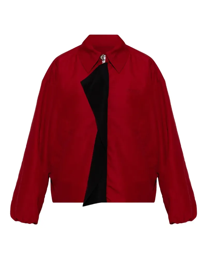 Loewe draped-detail embroidered-logo zip-up jacket - Rot Rot