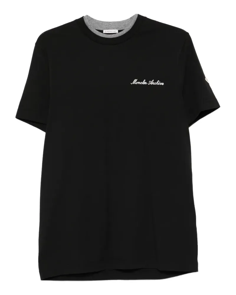 Moncler logo-embroidery T-shirt - Schwarz Schwarz