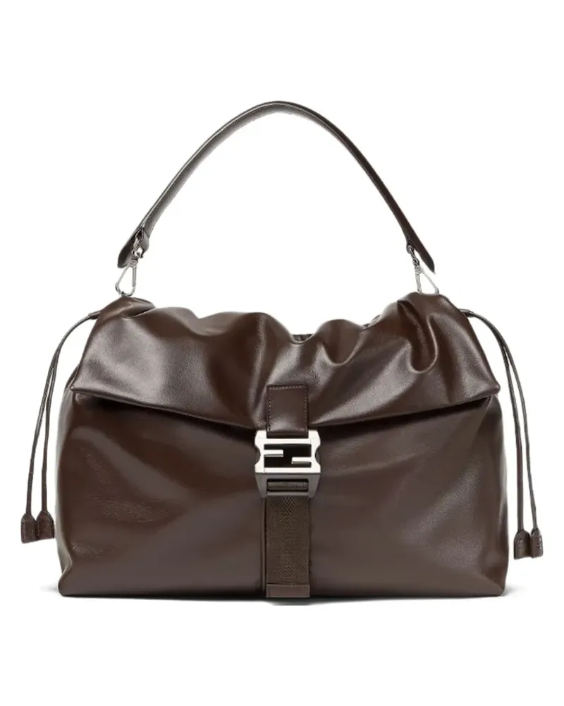 Fendi Flux Schultertasche mit FF-Schnalle - Braun Braun