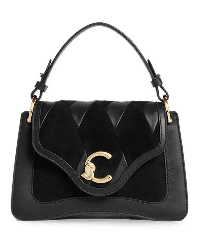 Coccinelle logo-plaque panelled tote bag - Schwarz Schwarz