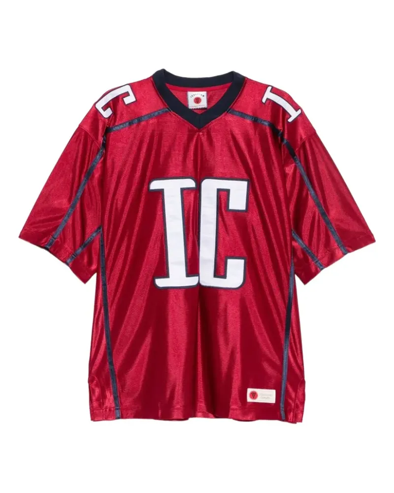 ICECREAM IC Football T-Shirt mit V-Ausschnitt - Rot Rot