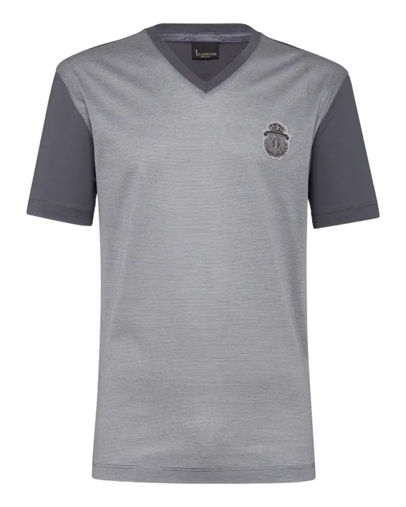 Billionaire crest-patch V-neck T-shirt - Grau Grau