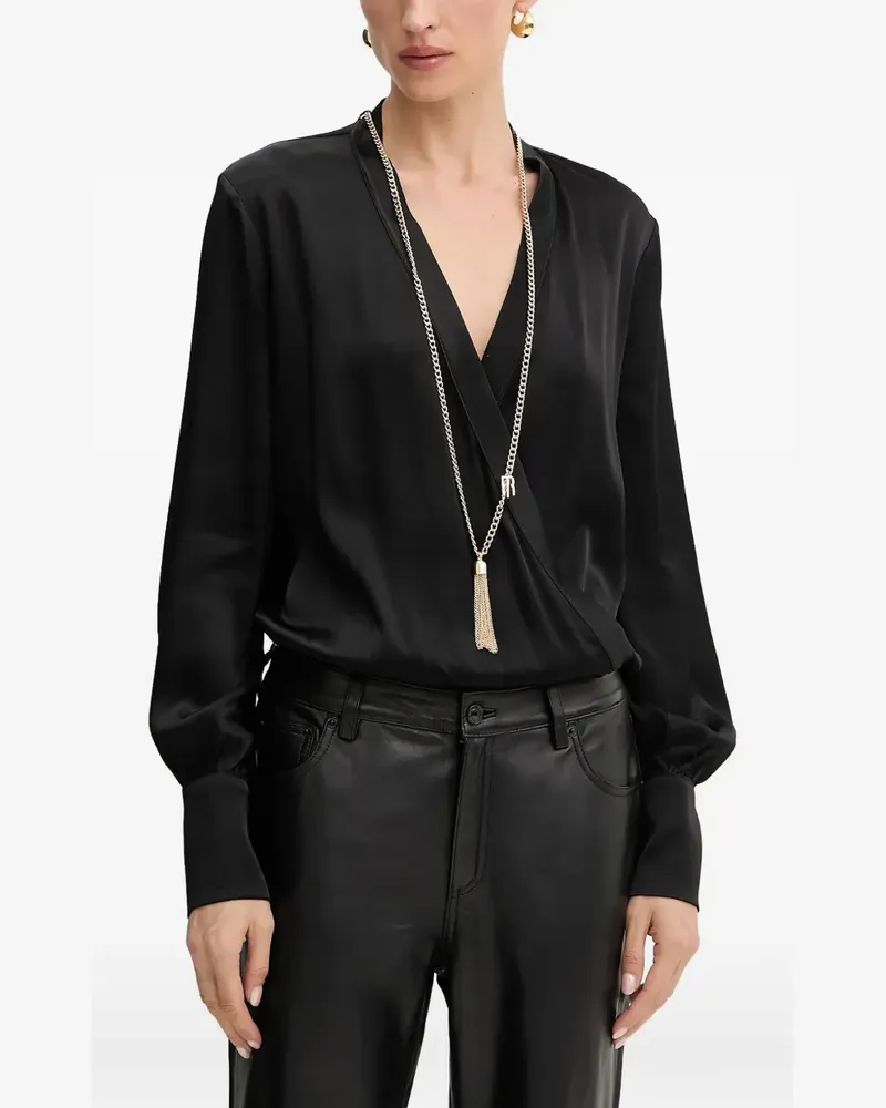Fracomina V-neck long-sleeve blouse - Schwarz Schwarz