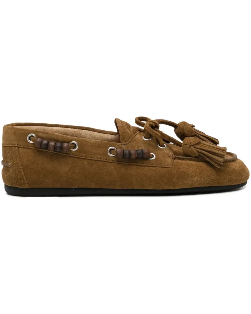 Miu Miu Loafer aus Wildleder mit Quasten - Braun Braun