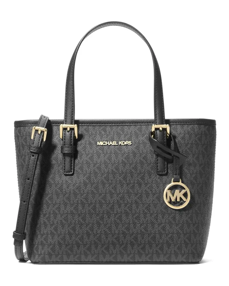 Michael Kors Kleine Jet Set Handtasche mit Monogramm-Print - Schwarz Schwarz