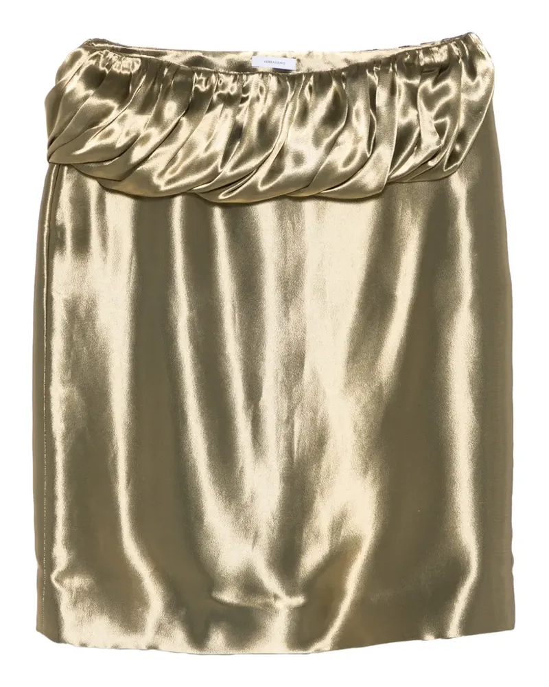 Ferragamo draped satin-finish mini skirt - Gold Gold