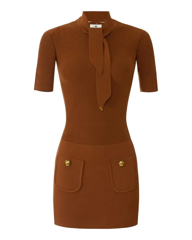 Elisabetta Franchi mini dress in knit fabric with jewel buttons - Braun Braun