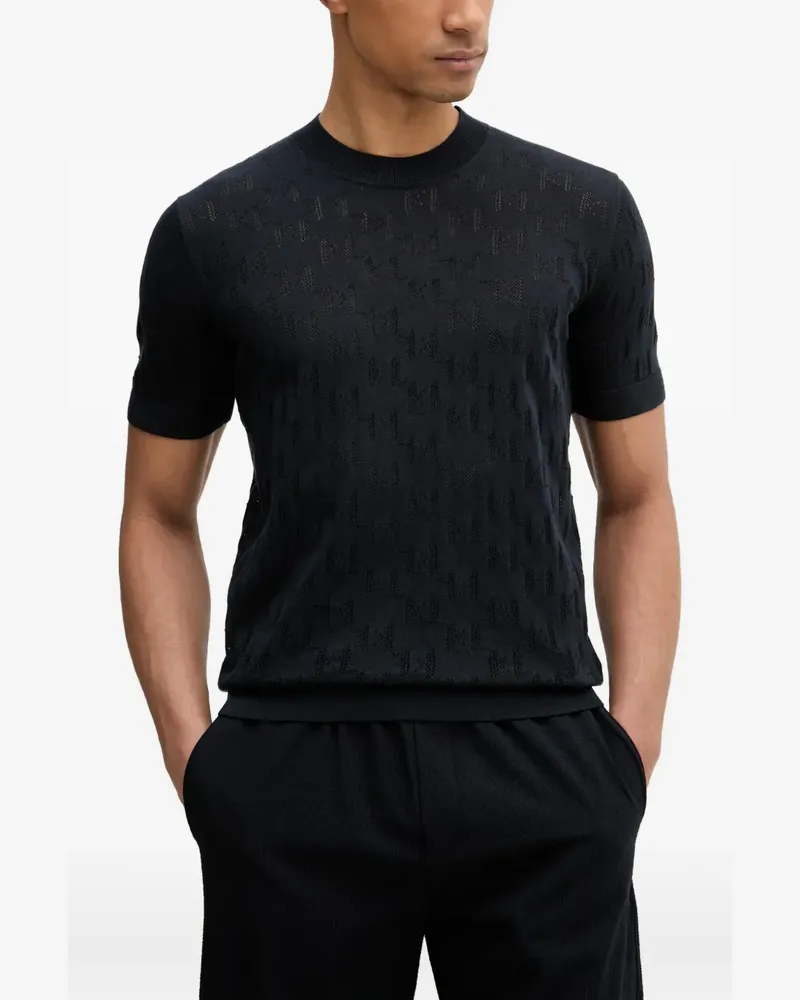 Karl Lagerfeld logo-perforated cotton T-shirt - Blau Blau